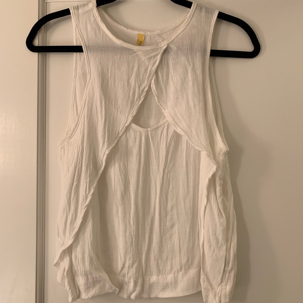 Free People White Cutout Tank Top Size s